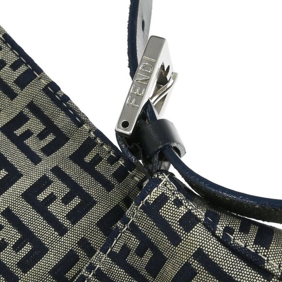 Fendi Navy Gray Canvas Zucchino Mamma Baguette Handbag 2305.26325.018 145596 - Picture 7 of 10